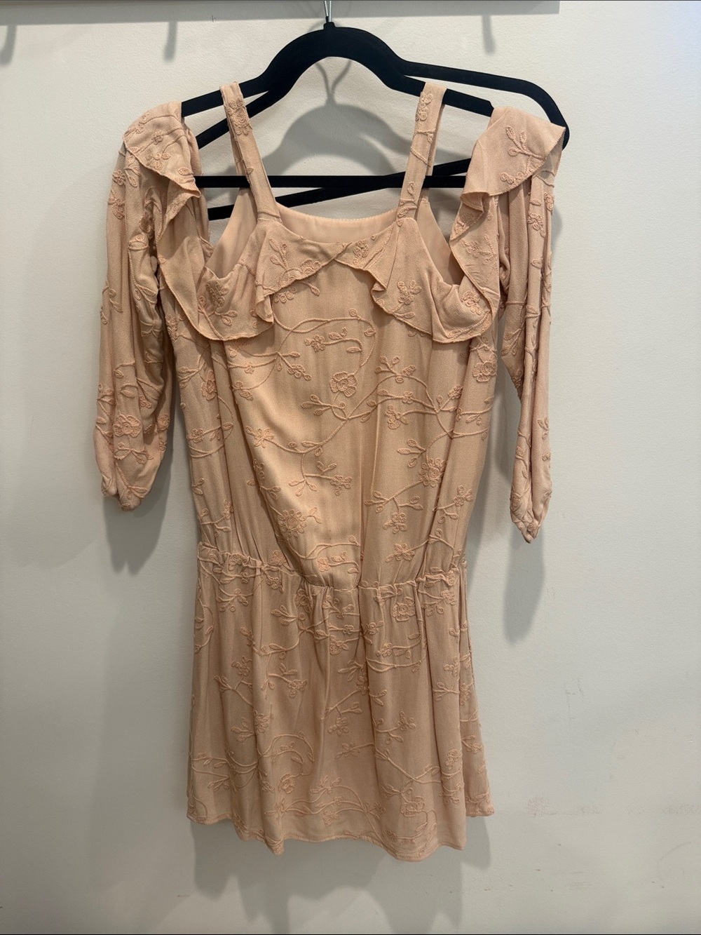 Lucy Love Blush Embroidered Cold-Shoulder Mini Dress